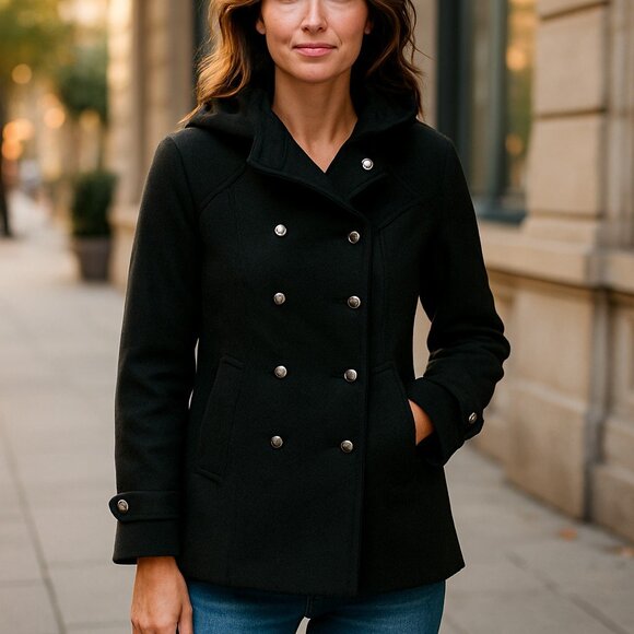 GIESSWEIN Made in Austria Pure New Wool Green Jacket Coat with hood size M(10)US - Picture 1 of 14